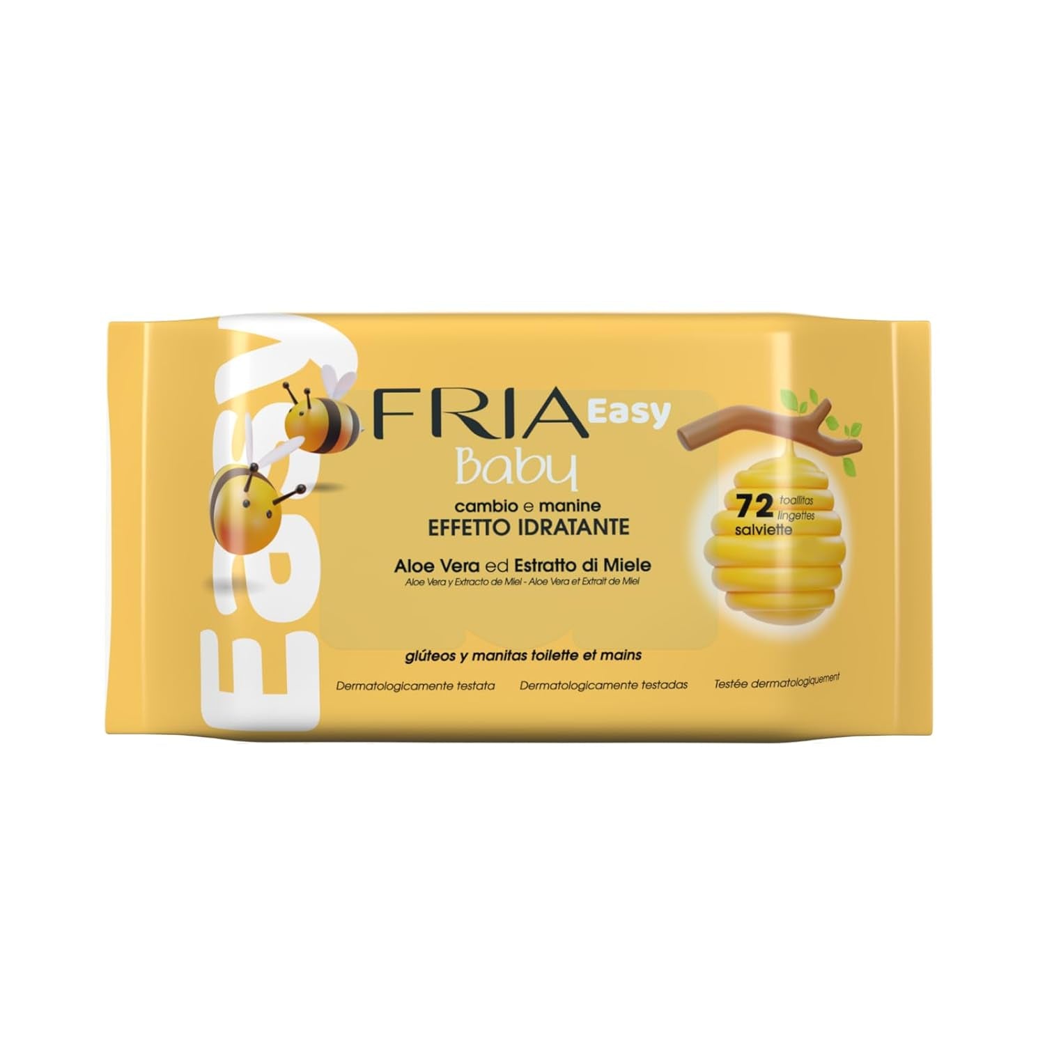 Salviette umidificate Easy Baby con Aloe Vera ed Estratto di Miele Idratante per la Pelle, Dermatologicamente Testate, Confezione da 330 Salviette