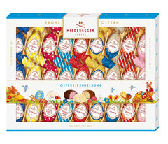 Niederegger | Mix di uova di Pasqua | 1x337 g | Uova di Pasqua con vari ripieni di marzapane e praline | Ricoperto di cioccolato fondente, al latte e bianco | Regalo di Pasqua