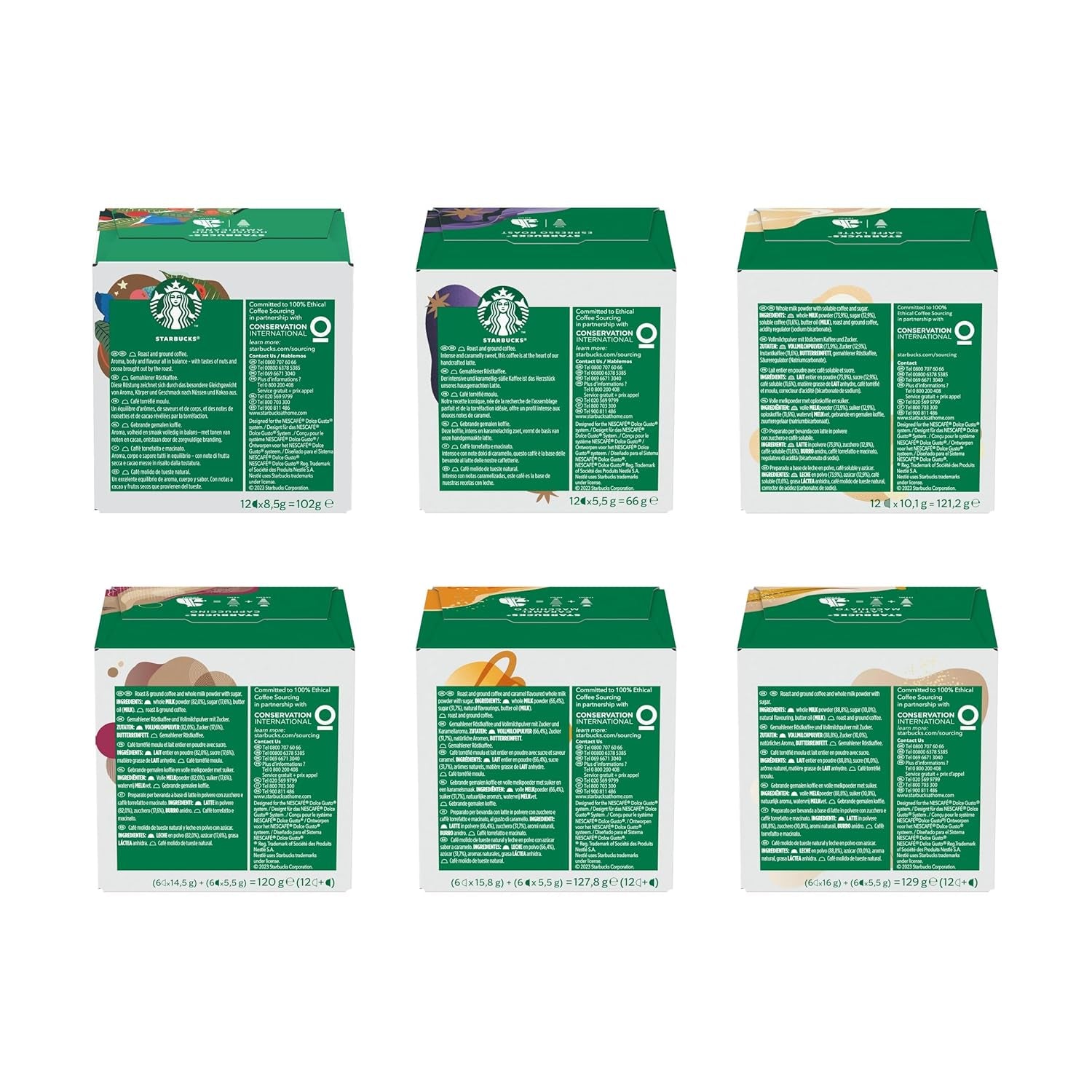 STARBUCKS Probierset, Mixed Cup Variety Pack by Nescafé Dolce Gusto Kaffeekapseln 6 x 12 (72 Kapseln) - Exklusiv bei Amazon