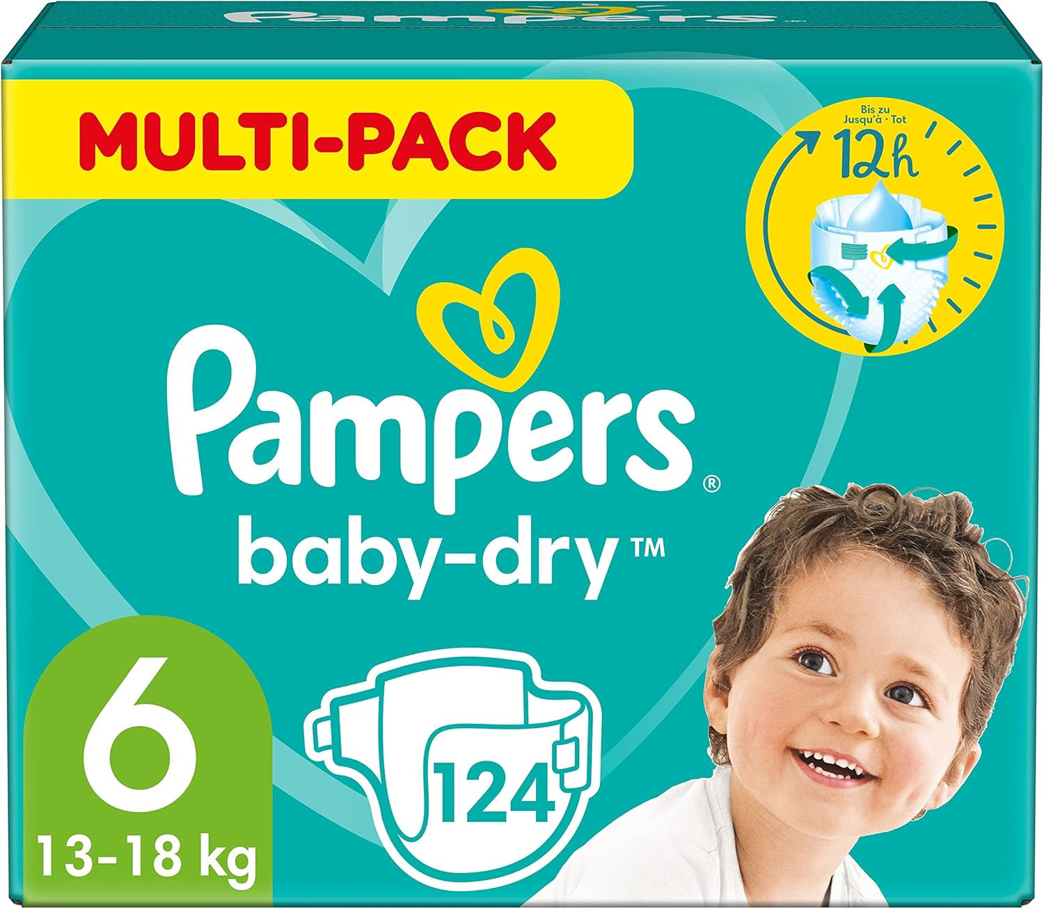 Pannolini Pampers Baby-Dry taglia 5, 174 pannolini, 11 kg - 16 kg, protezione dalle perdite fino al 100% e comfort per tutta la notte
