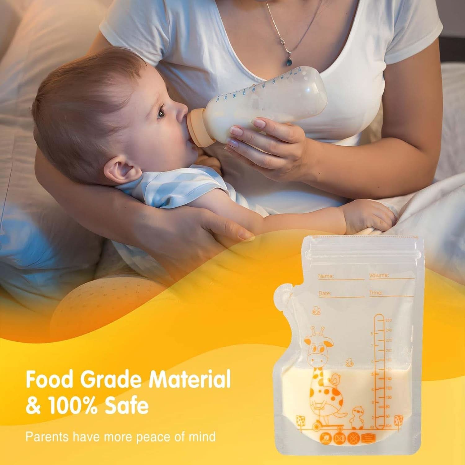 Vinabo 50 Stück Muttermilchbeutel, 250Ml Borsa per la conservazione del muttermilk senza Bpa, Milchbeutel Für Muttermilch Mit Ausgießer Für Das Stillen, Selbststehender, Kann Eingefroren Werden, Vorsterilisiert Accessori Alimentazione e Allattamento Baby Naty Shop