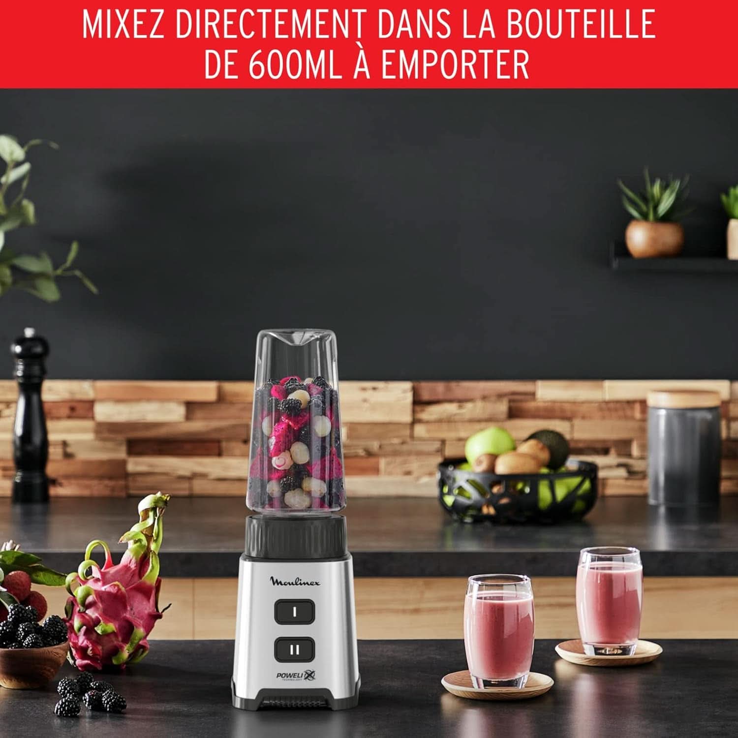 Frullatore Pulseo LM17GD, 400 W, 4 lame, 700 Ml, Contenitore portatile 600 Ml Cucina Naty Shop