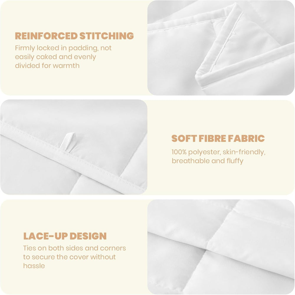 Good Nite Double Duvet, 4.5 Tog, Summer Duvet, Double Duvet, White, Quilt, Poliester, Soft And Lightweight And Machine Washable With Corner Bands (Double Bed 200 X 200 Cm) Plapumi si pilote Naty Shop