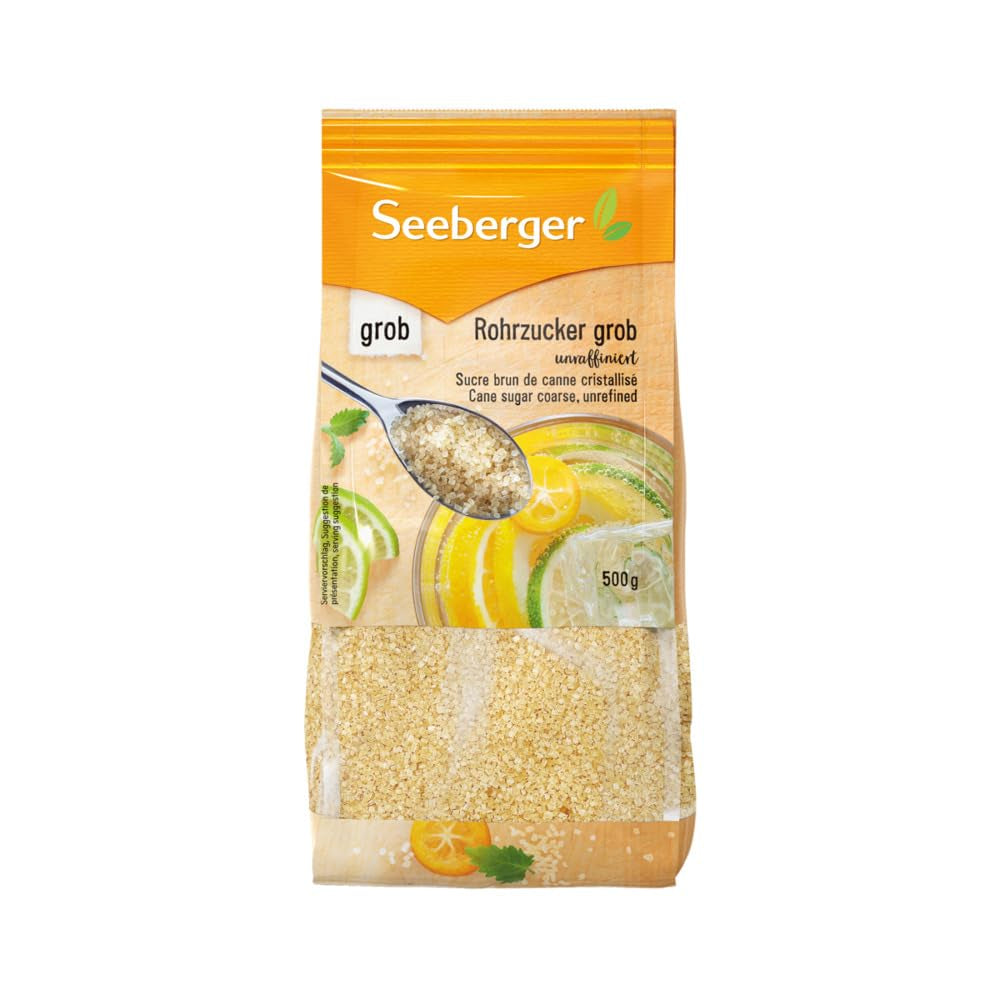 Seeberger Rohrzucker Grob 5Er Pack: Vollrohrzucker Besonders Aromatisch - Ideal Für Cocktails Und Zum Backen - Grob - Unraffiniert, Vegan (5 X 1 Kg) Dolcificanti Naty Shop 500 G (12Er-Pack)