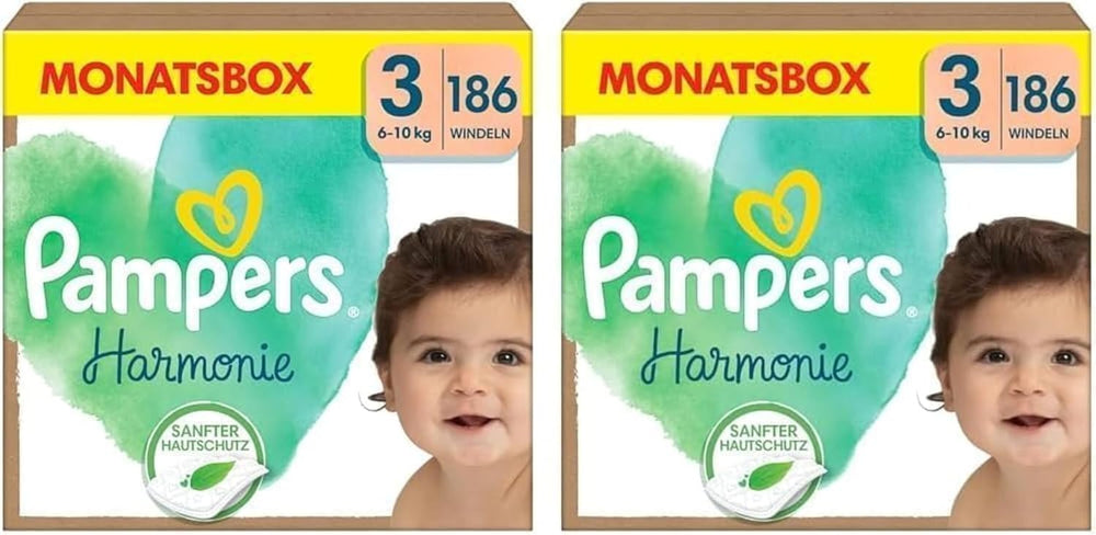 Pannolini Pampers Harmony taglia 1, 180 pannolini, 2kg-5kg, protezione delicata della pelle con protezione Pampers al 100%