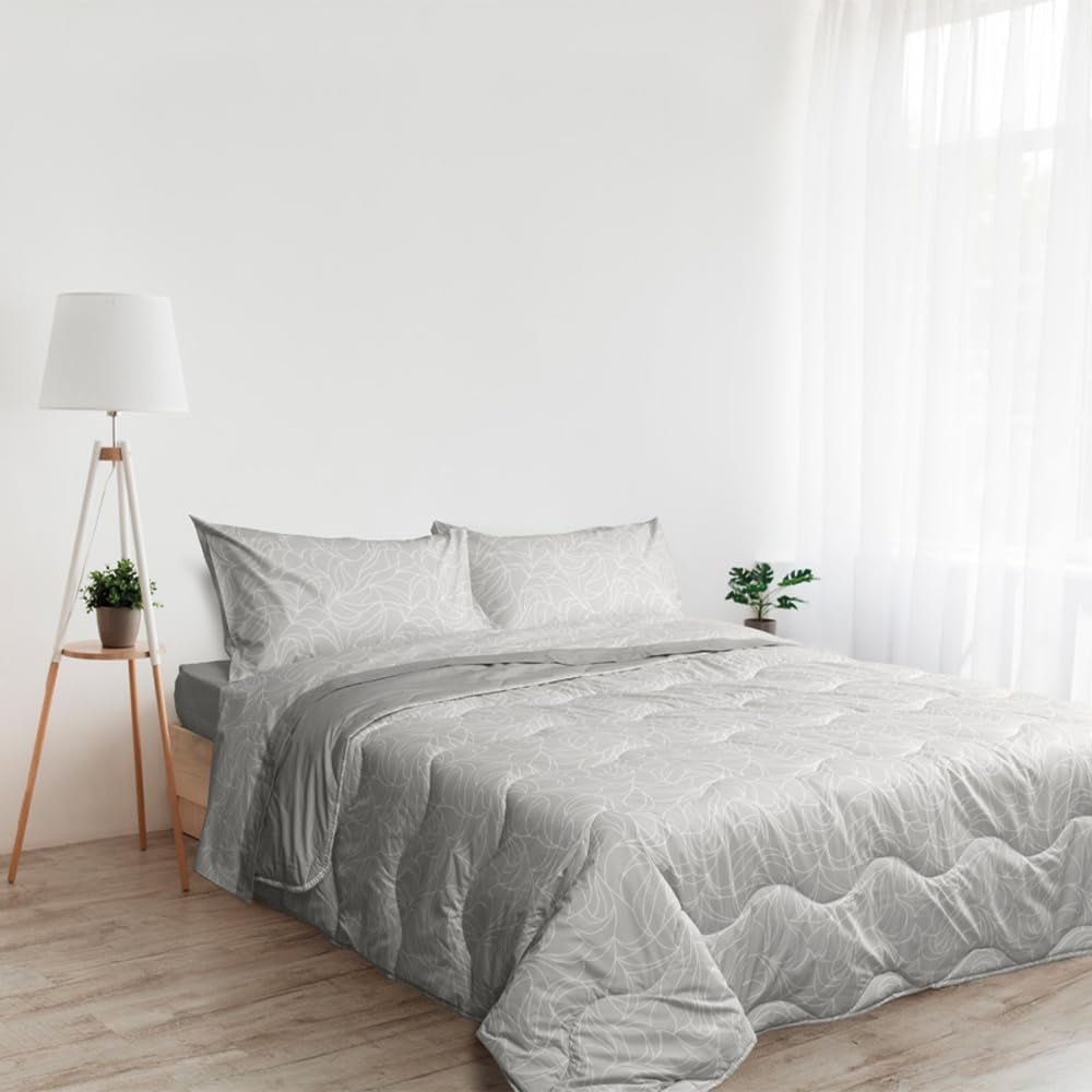 Foppapedretti Trapunta Nacht&Natura matrimoniale 2P; onda perlata, rivestimento 100% cotone, Trapunte e trapunte Made in Italy Naty Shop