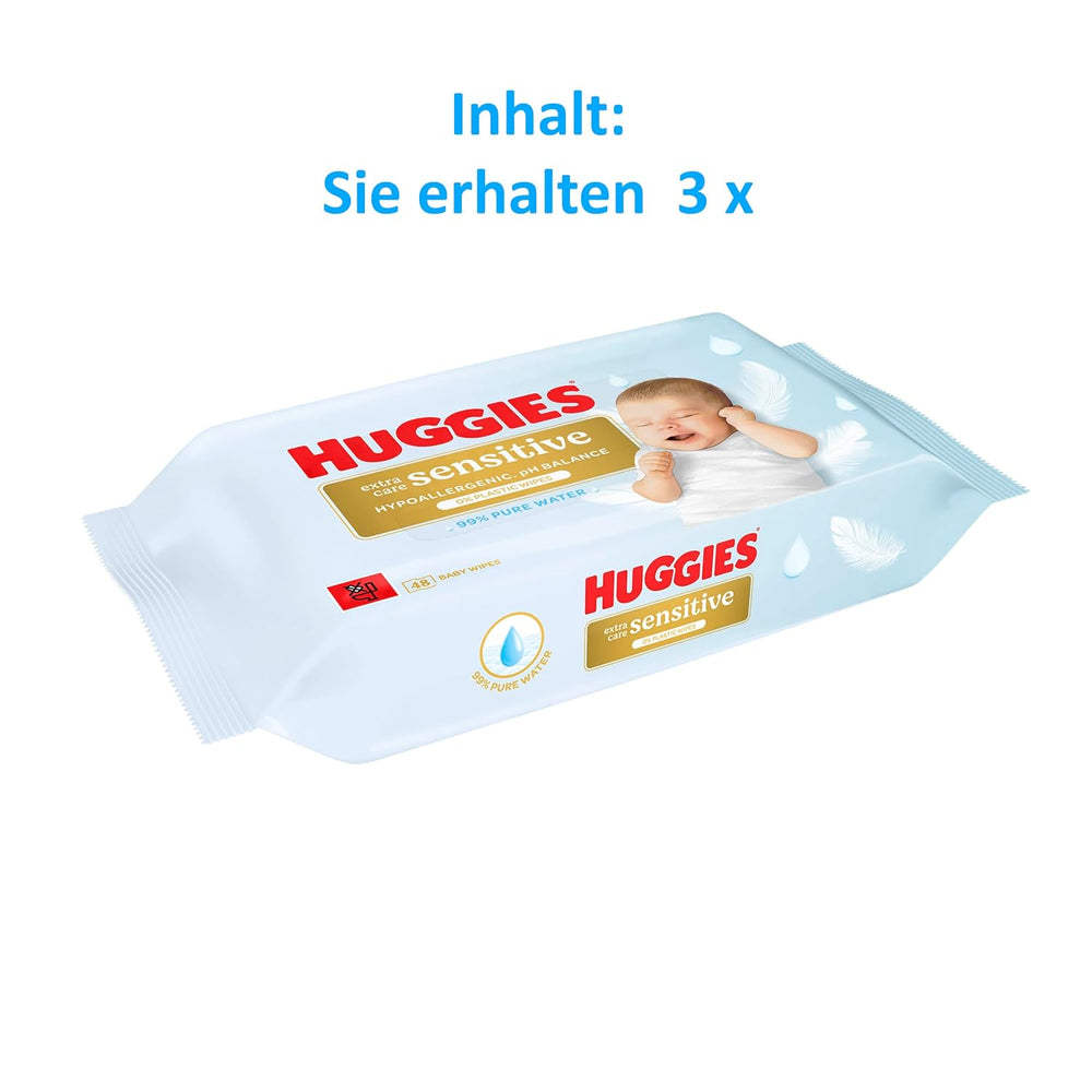 Salviette per neonati Huggies Pure Extra Care Sensitive, 99% acqua, senza plastica, senza profumo