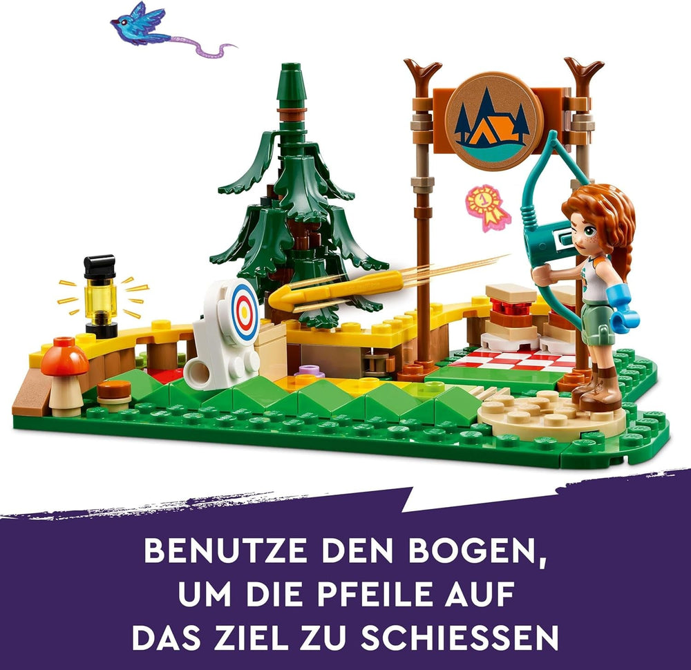 LEGO Friends Tiro con l'arco al campo avventura Giocattolo costruibile per bambini con arco e freccia, 2 personaggi e un lavandino, per ragazze e ragazzi dai 6 anni in su 42622 Set da costruzione Besuche den LEGO-Store