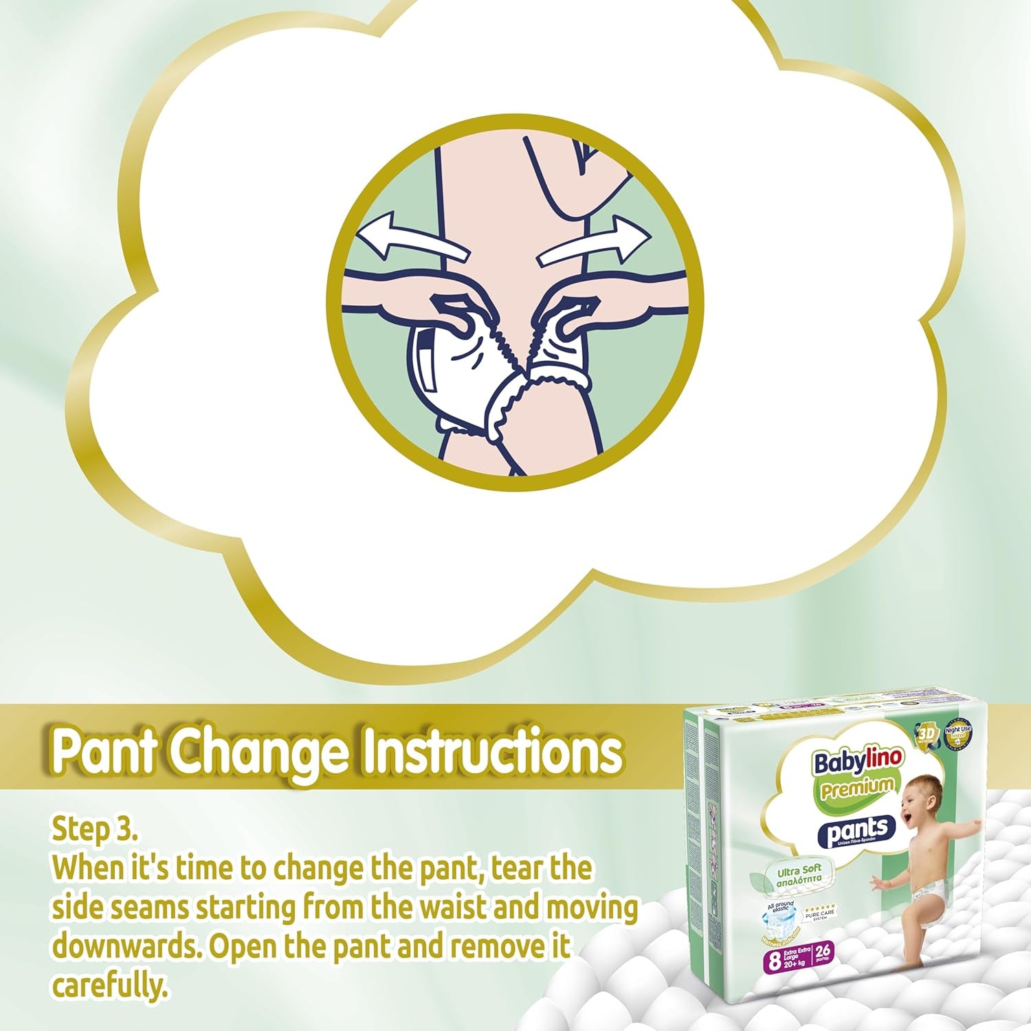 Pantaloni Premium taglia 8 con filtro ultra morbido, XXL (20+ kg), 104 pezzi