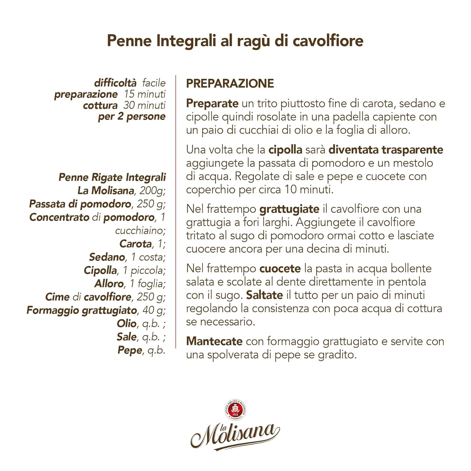 N°20 Penne Régate Integrale Patè 500 g - Lotto di 6