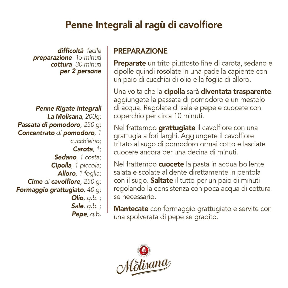 N°20 Penne Régate Integrale Patè 500 g - Lotto di 6