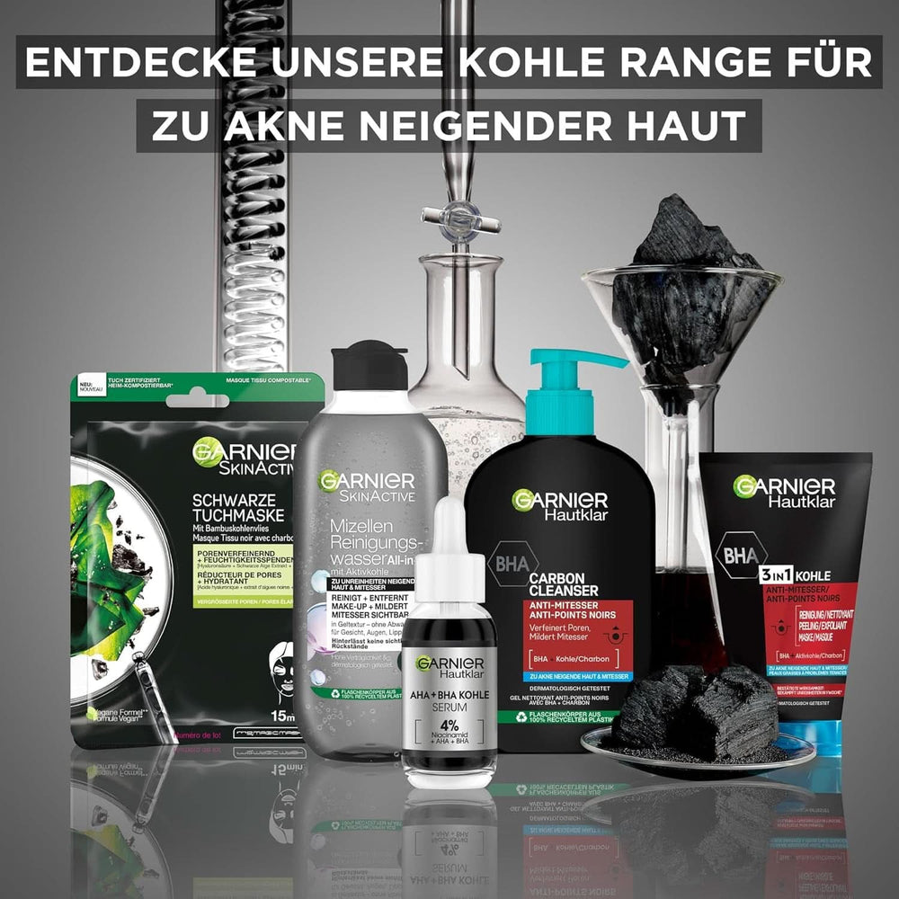 Garnier Charcoal Cleanser Gel detergente viso contro punti neri e brufoli 250ml Doccia e bagno Naty Shop