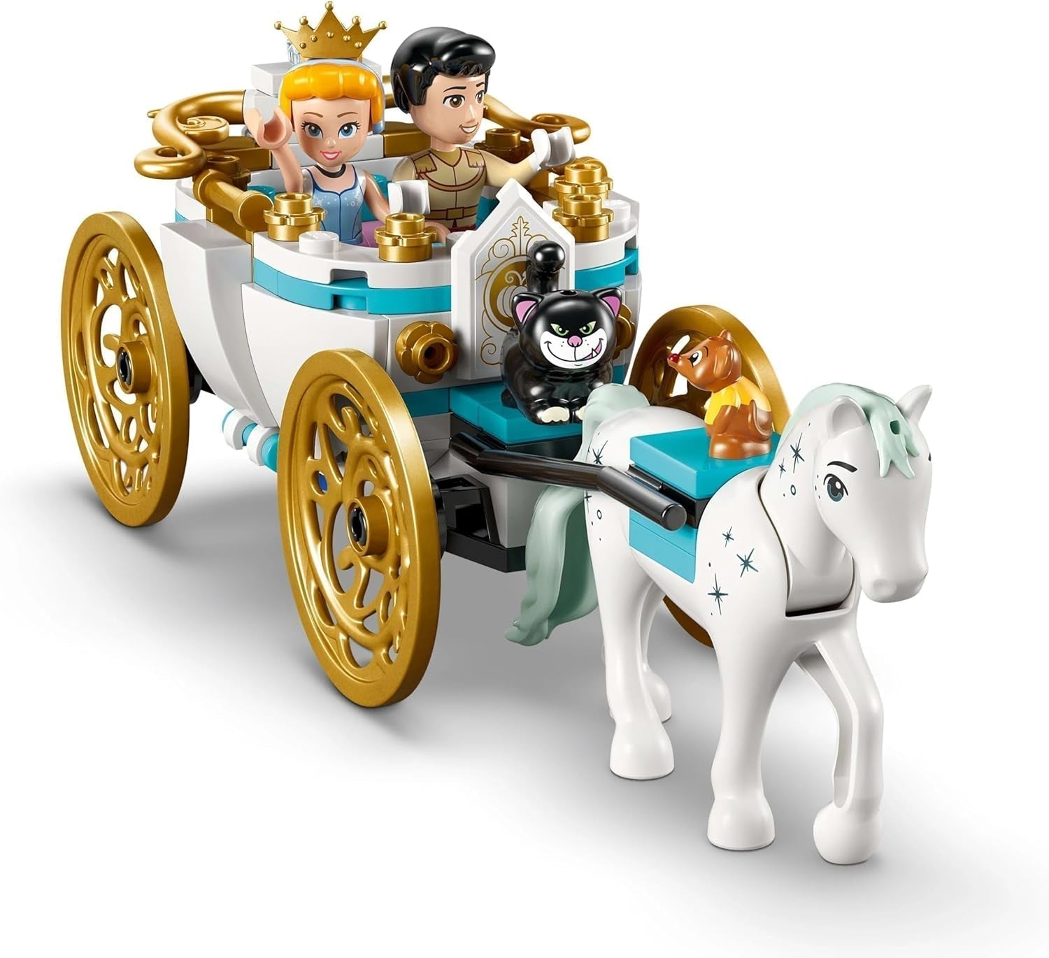 LEGO € Disney Princess Castello di Cenerentola e carrozza trainata da cavalli, set per ragazze dai 6 anni in su, fantastico giocattolo con mini bambole della principessa Cenerentola e del principe azzurro, idea regalo per i fan Disney 43275 Set da costruzione Beuche den LEGO-Store