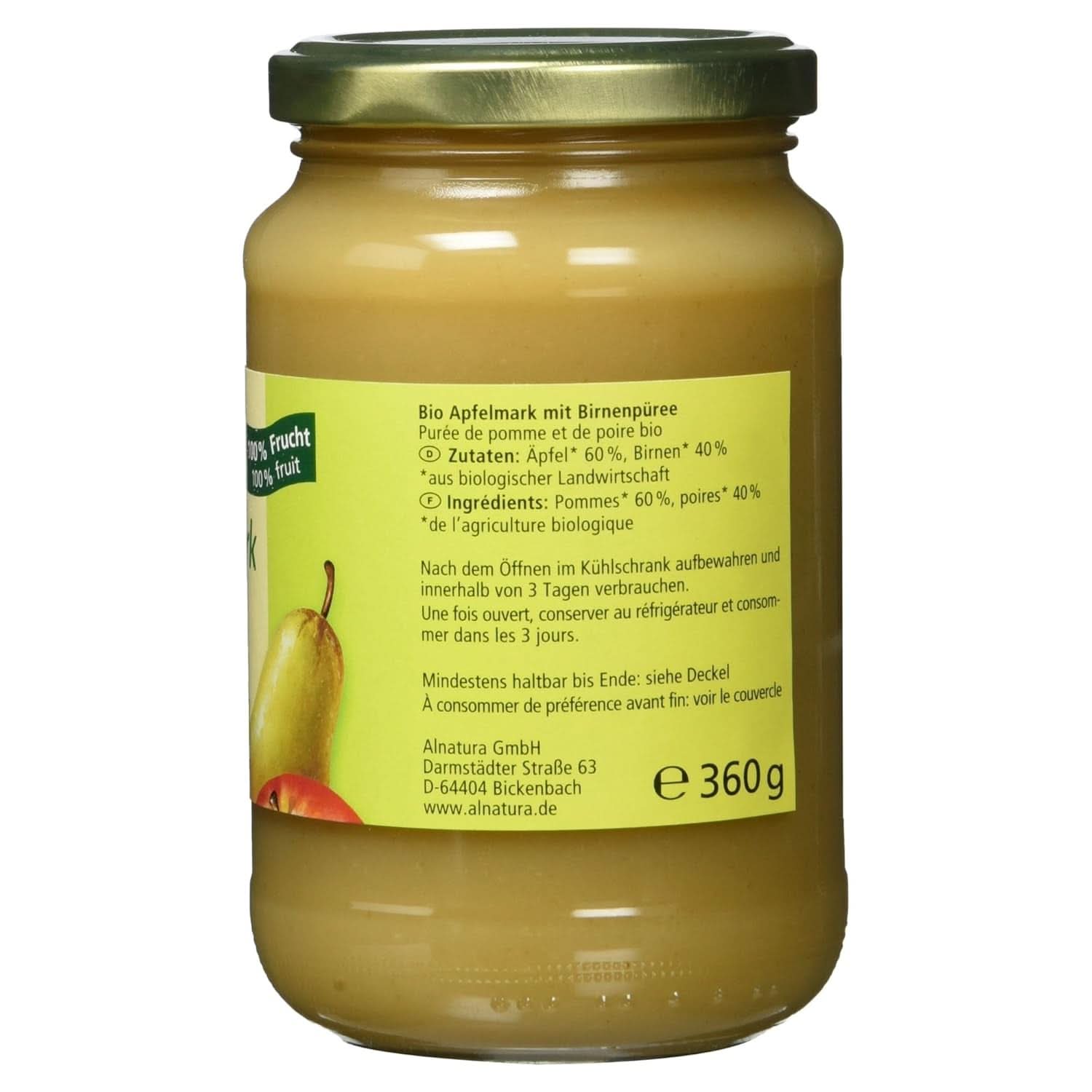Salsa di mele con pere biologica, 360 grammi Naty Shop Mamma e Bambino