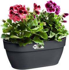 elho Vibia Campana Jardinieră de perete 35 - Jardinieră pentru balcon și utilizare în exterior - Ø 35,0 x H 14,8 cm - Negru/Antracit