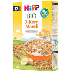Muesli biologico HiPP con 7 cereali (8 x 200 g), a partire da 12 mesi, senza zuccheri aggiunti, pezzi extra fini - facile da masticare, migliore qualità biologica