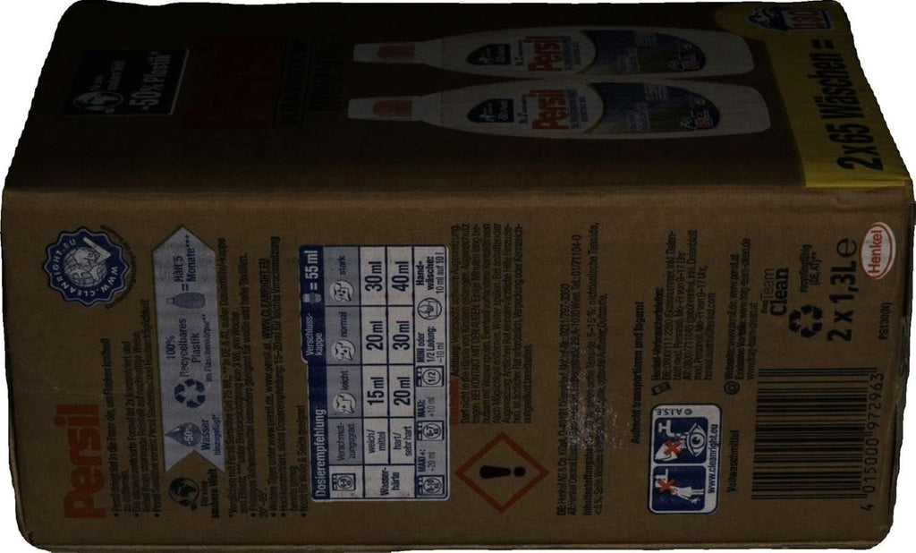 Persil Ultra Concentrate Sensitive Gel (130 de spălări), Detergent lichid pentru alergici și bebeluși într-o sticlă mai mică pentru mai puțin plastic, Îndepărtează petele dificile, Testat dermatologic Detergenti Rufe Naty Shop