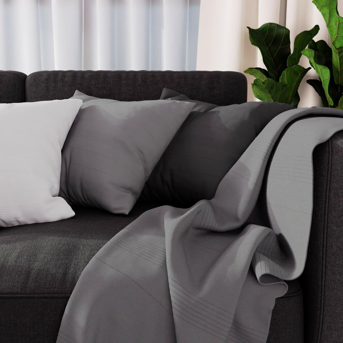 Soleil D'Ocre Plaid Adele, gettato dalla poltrona, Polycoton, Grigio, 140 X 200 Cm Letti e coperte Besuche den Soleil d'ocre-Store Grigio 140 X 200 Cm