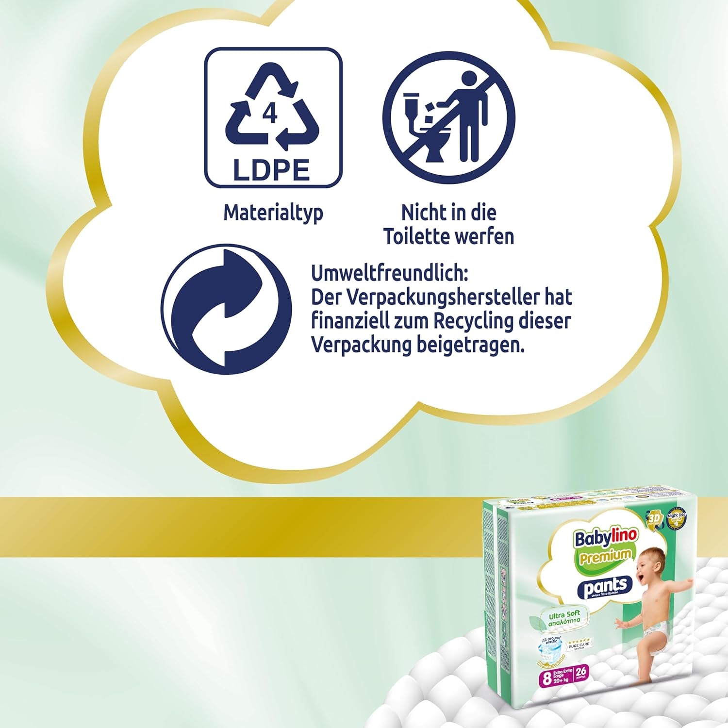 Pantaloni Premium taglia 8 con filtro ultra morbido, XXL (20+ kg), 26 pezzi