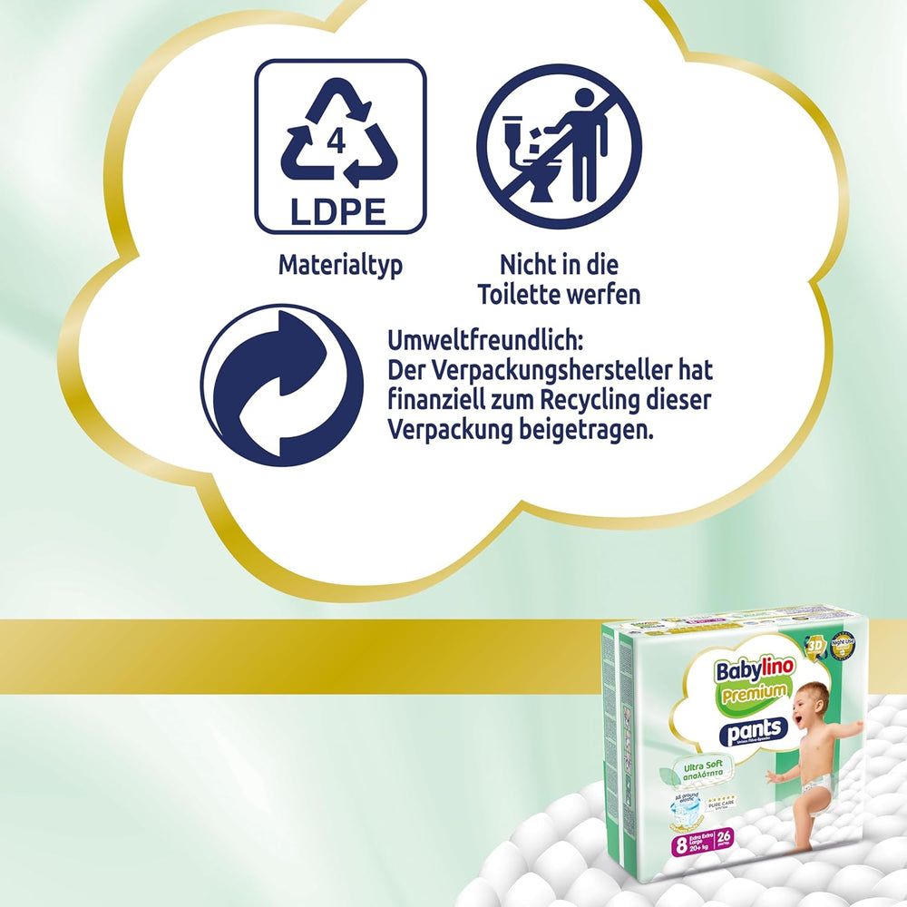 Pantaloni Premium taglia 8 con filtro ultra morbido, XXL (20+ kg), 26 pezzi