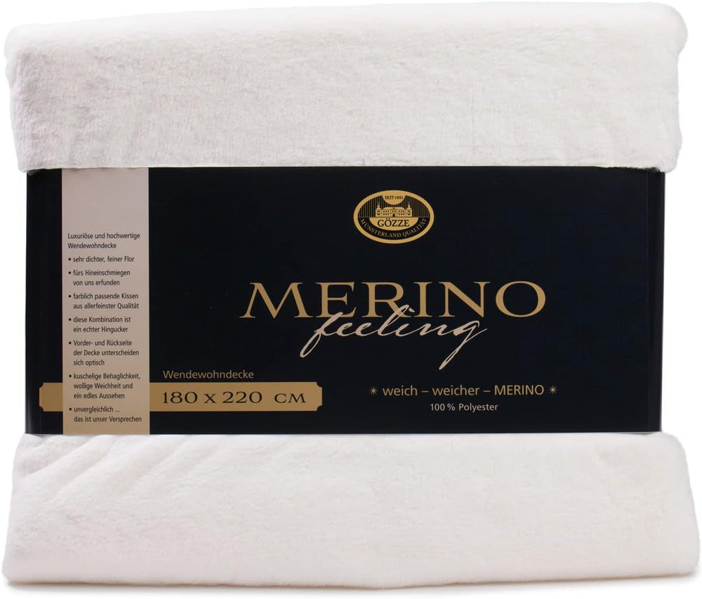 Gözze - Coperta Confortevole, Reversibile, Alta Densità 600 G/M², 150 X 200 Cm - Letti e Coperte Verde Scuro Besuche den Gözze-Store Lana Bianca 180 X 220 Cm