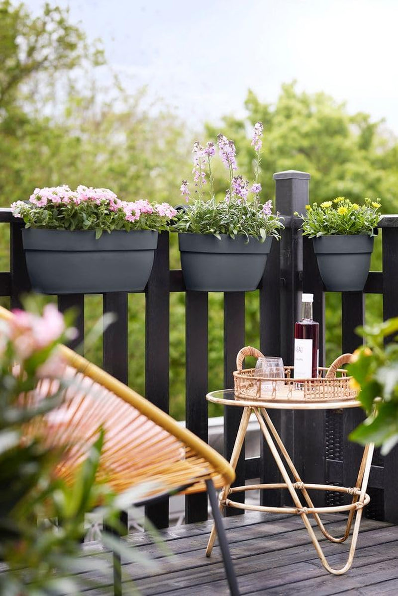 elho Vibia Campana Easy Hanger L 46 - Ghiveci pentru balcon și exterior - Ø 46,0 x Î 26,5 cm - Negru/Antracit