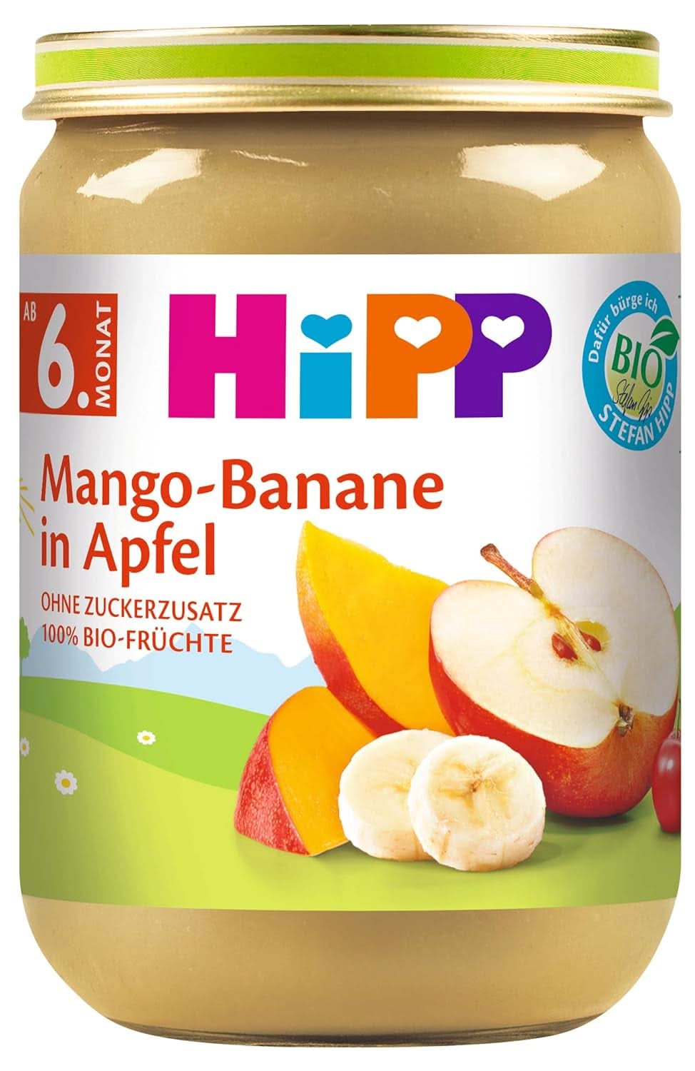 Hipp Per Piccoli Buongustai, Nettarine in mela e mango, senza zuccheri aggiunti, 6 X 190 grammi Mamma e Bambino Naty Shop 6 x 190 grammi Mango, banana, mela