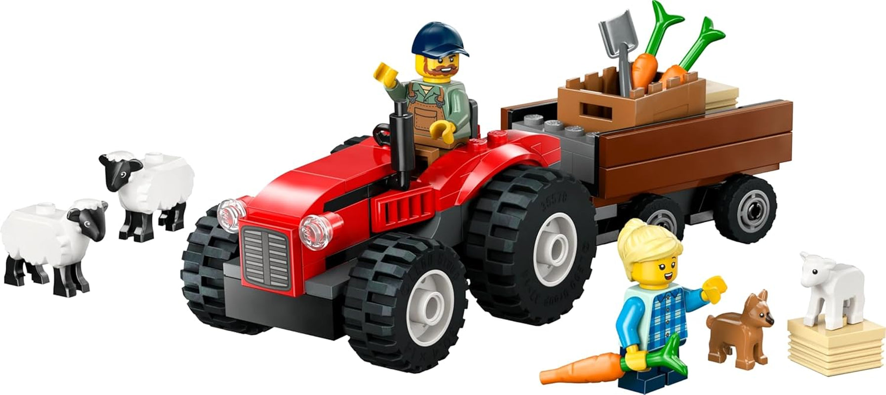 Tractor LEGO City cu remorcă - Jucărie de fermă cu tractor și figuri de animale - seturi de joacă Montessori pentru băieți și fete de la 4 ani - cadou cu 2 minifigurine 60461 Seturi de constructie Besuche den LEGO-Store