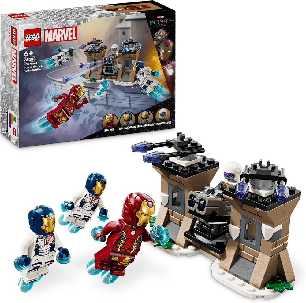 LEGO Marvel Iron Man e Iron Legion vs. Soldato Hydra, giocattolo da costruzione degli Avengers, set da gioco creativo per bambini e fan dei supereroi, regalo per ragazzi e ragazze di 6 anni 76288 Set da costruzione Acquista il titolo predefinito del LEGO-Store
