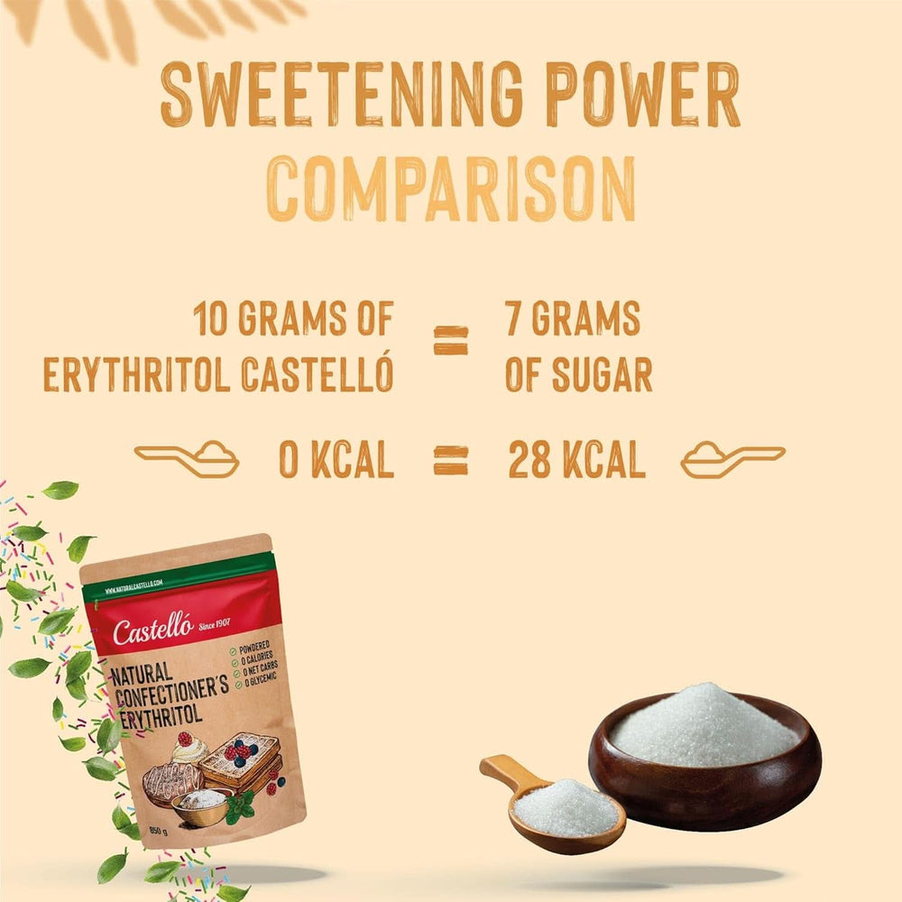 Eritritolo naturale - Zucchero a velo | 10G = 7G di zucchero, 850 grammi Dolcificanti Naty Shop