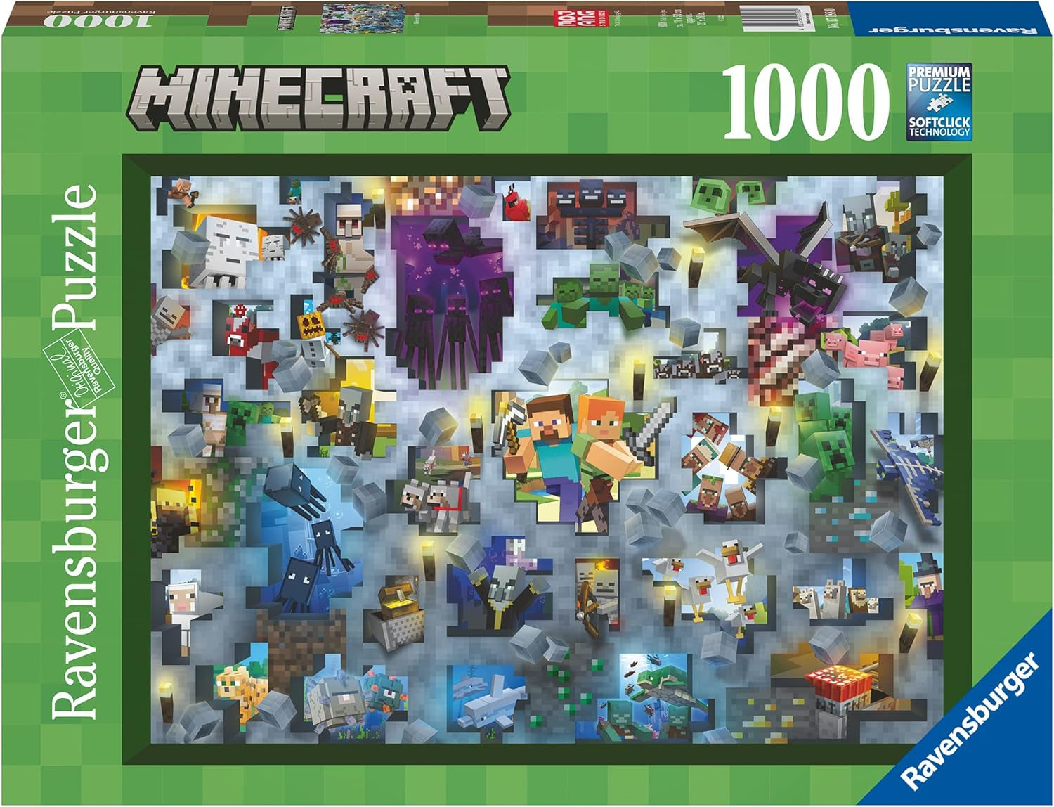 Ravensburger Puzzle 12000422 - Minecraft Mobs - Puzzle Minecraft da 1000 pezzi per adulti e bambini 14+ Puzzle Naty Shop Pixelated