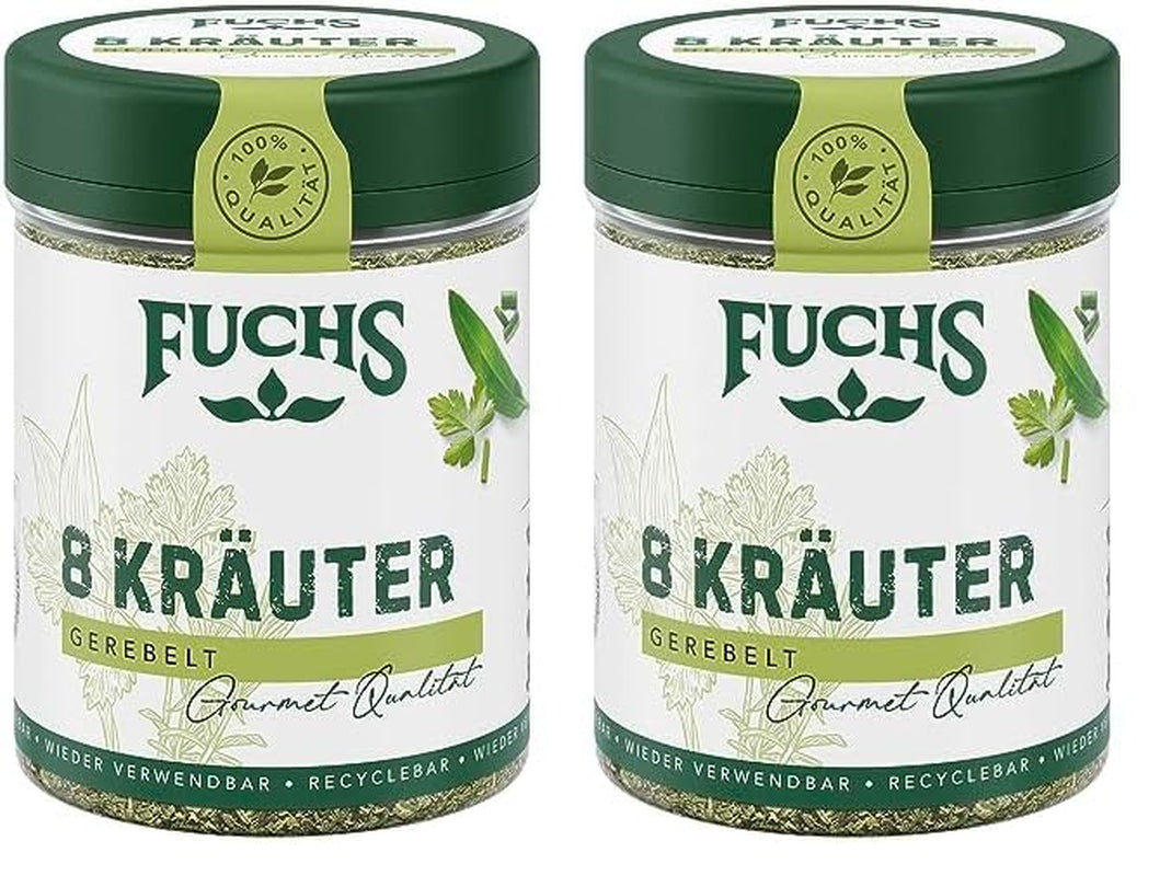 Fuchs Gewürze - 8 Kräuter gerebelt - Kräutermischung für Marinaden, Fischgerichte oder Kräuter-Frischkäse - ingredienti naturali - 25 g in wiederverwendbarer, recyclebarer Dose