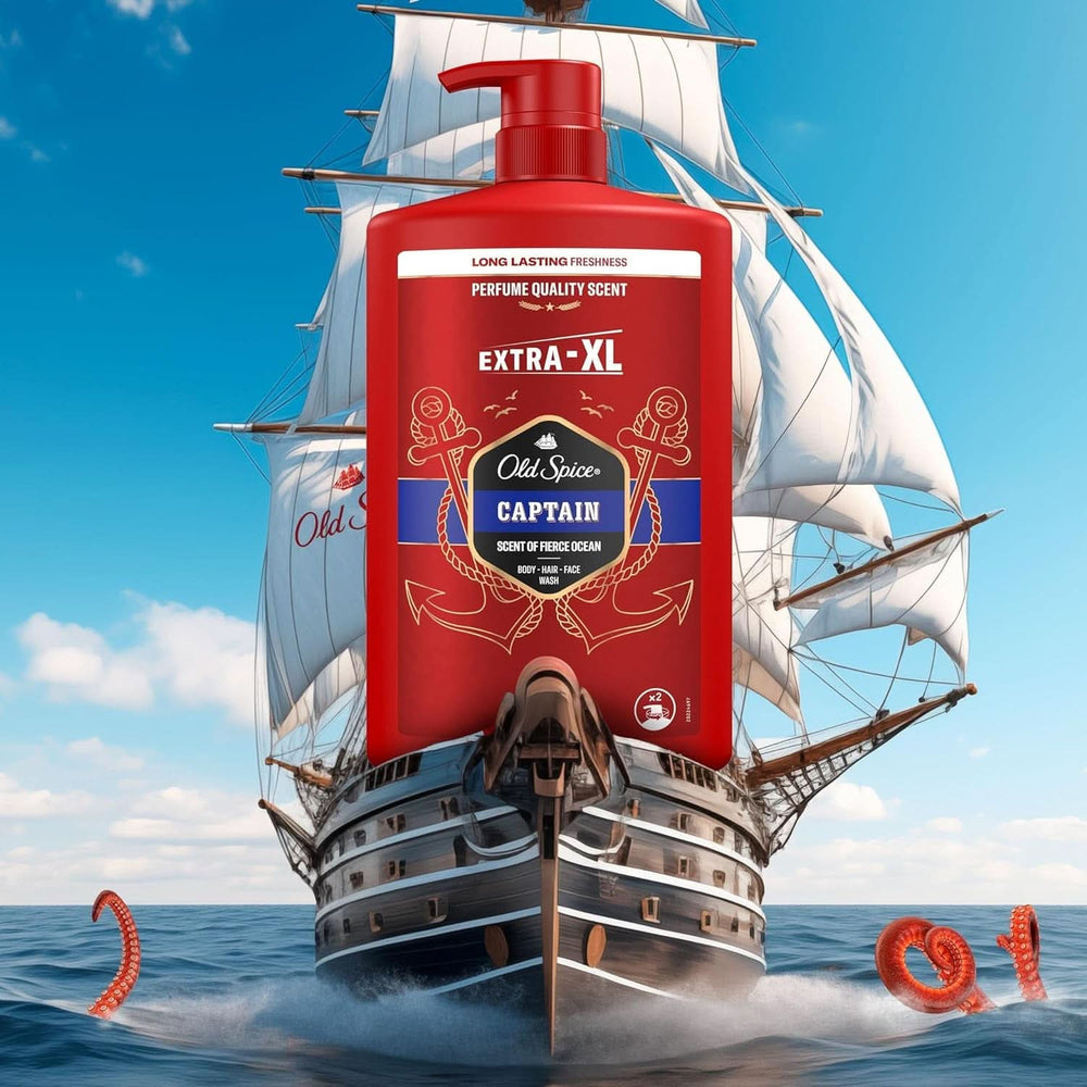 Old Spice Captain gel doccia e shampoo 3 in 1 per uomo, doccia e bagno da 1 litro Naty Shop