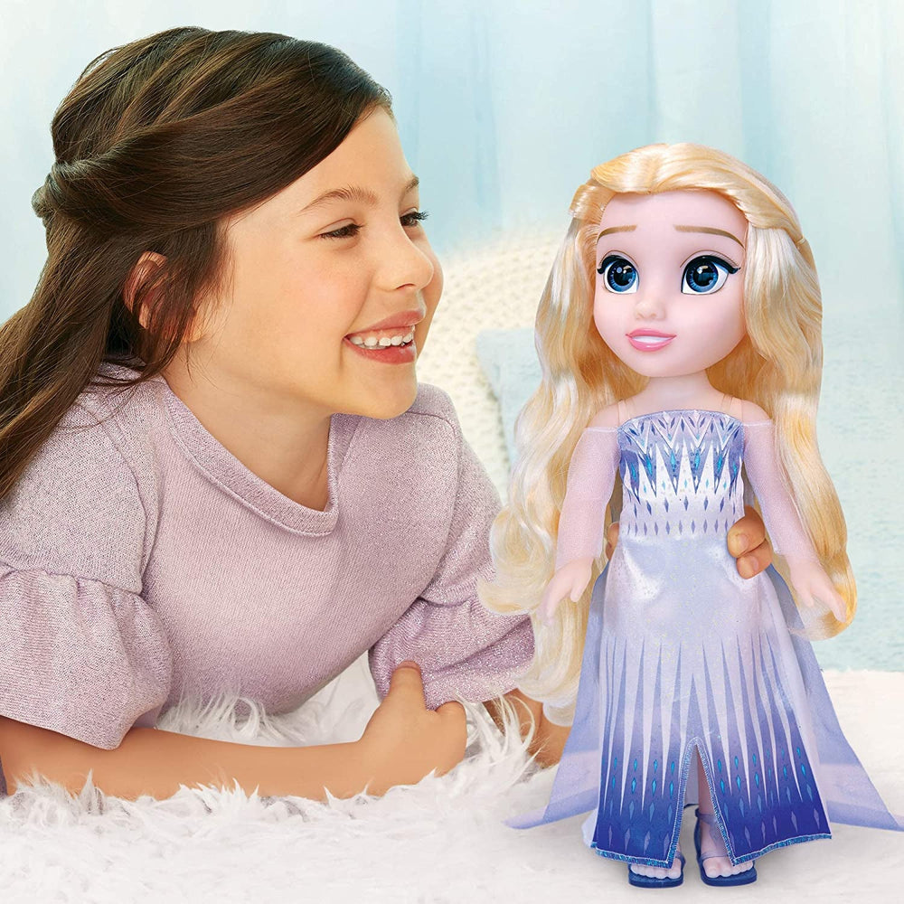 Disney Frozen 2 ELSA The Snow Queen Doll - 35 cm înălțime, păpușă mobilă în rochie de modă iconică și cu păr lung care curge pentru distracție suplimentară în timpul jocului, pentru fete cu vârsta de 3 ani și peste, 214894 Papusi Naty Shop
