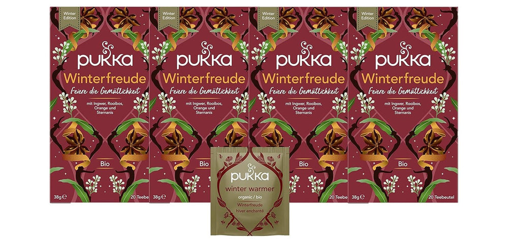 Set de ceai Pukka, ceai cu condimente bio „Cacao Chai”, cacao, scorțișoară, cardamom, rădăcină de cicoare, pentru momente de relaxare, pachet de 4, 80 pliculețe de ceai