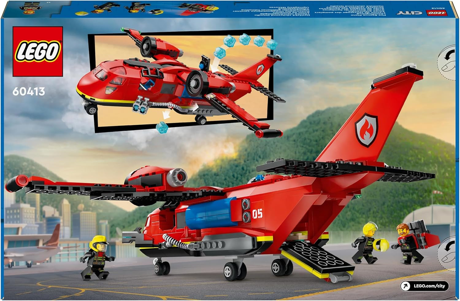 Aereo dei pompieri LEGO City, set pompiere aereo giocattolo per bambini, set da costruzione con 3 personaggi dei pompieri e decorazioni antincendio, eccellente idea regalo per ragazzi e ragazze dai 6 anni 60413 Set da costruzione Besuche den LEGO-Store