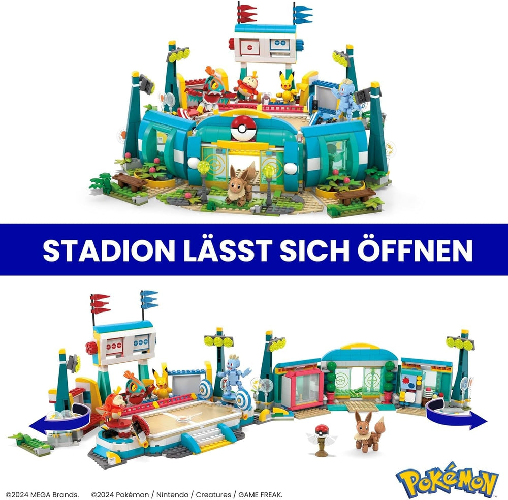 MEGA Pokémon Action Figure Giocattolo da Costruire, Arena di Allenamento da 1101 Pezzi, Gioco di Combattimento e 5 Figure Mobili per Bambini, Action Figure HWR82 Naty Shop