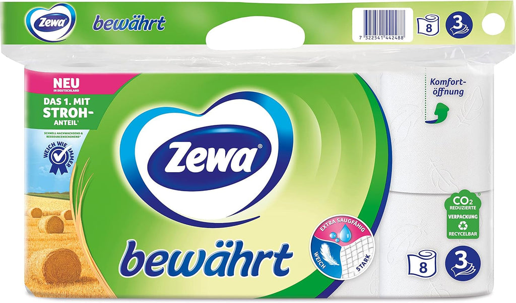 Hârtie igienică Zewa Proven cu conținut de paie 7X 8 role