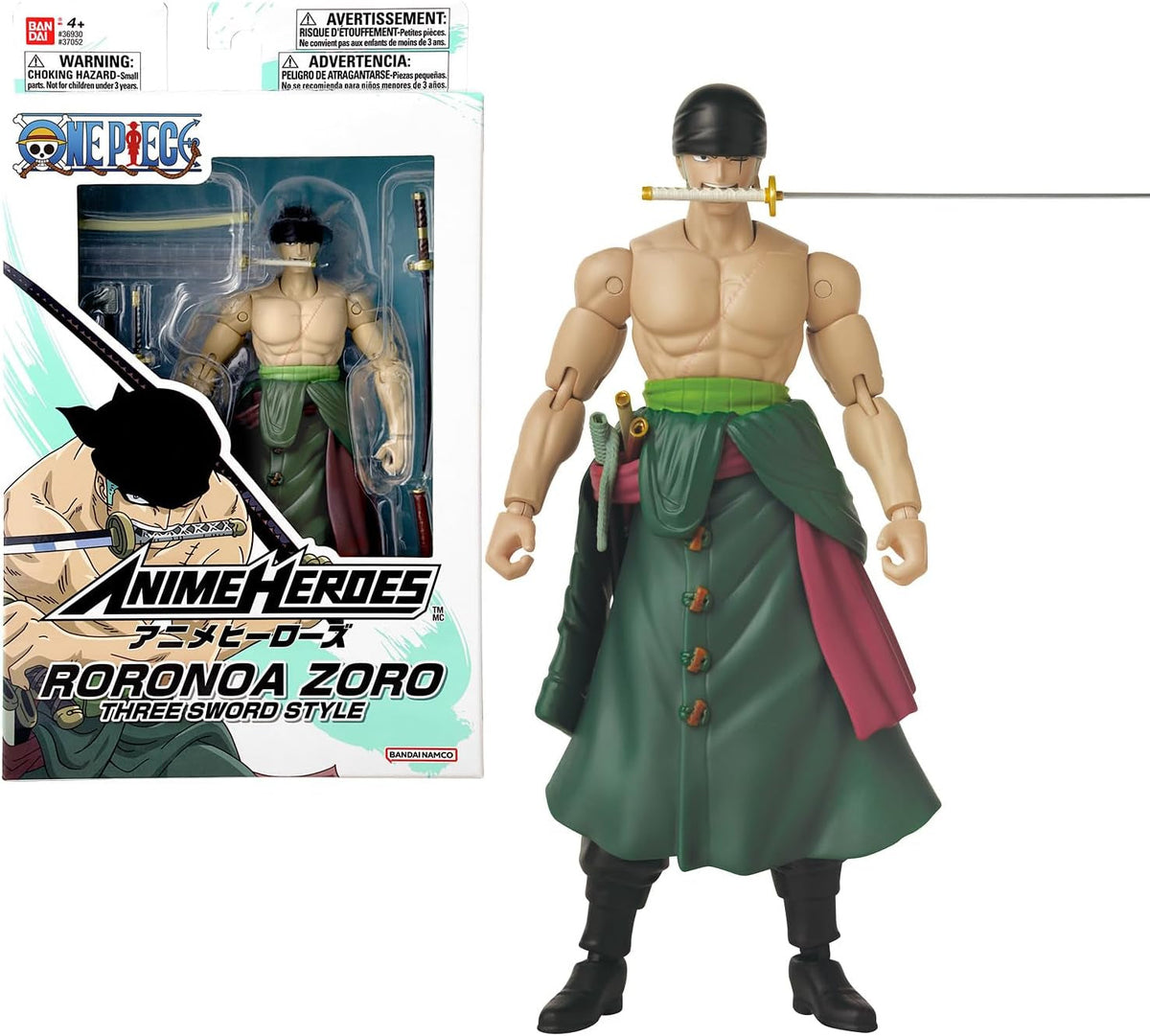 Bandai - Anime Heroes - One Piece Figure - Lorenor Zorro 17 Cm Three Sword Style - Licența oficială One Piece - Movable Manga Figure Zorro 3 Swords - Toy For Children From 4 Years - 37052 Action figures Naty Shop Lorenor Zorro (stilul celor trei săbii)