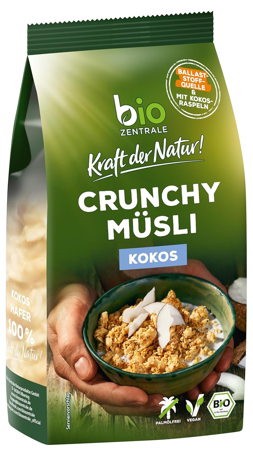 Muesli croccante ai frutti di bosco Biozentrale | 375 g di muesli biologico | Ideale per la colazione e per la tua tazza di muesli da asporto | Un'alternativa alle barrette di muesli