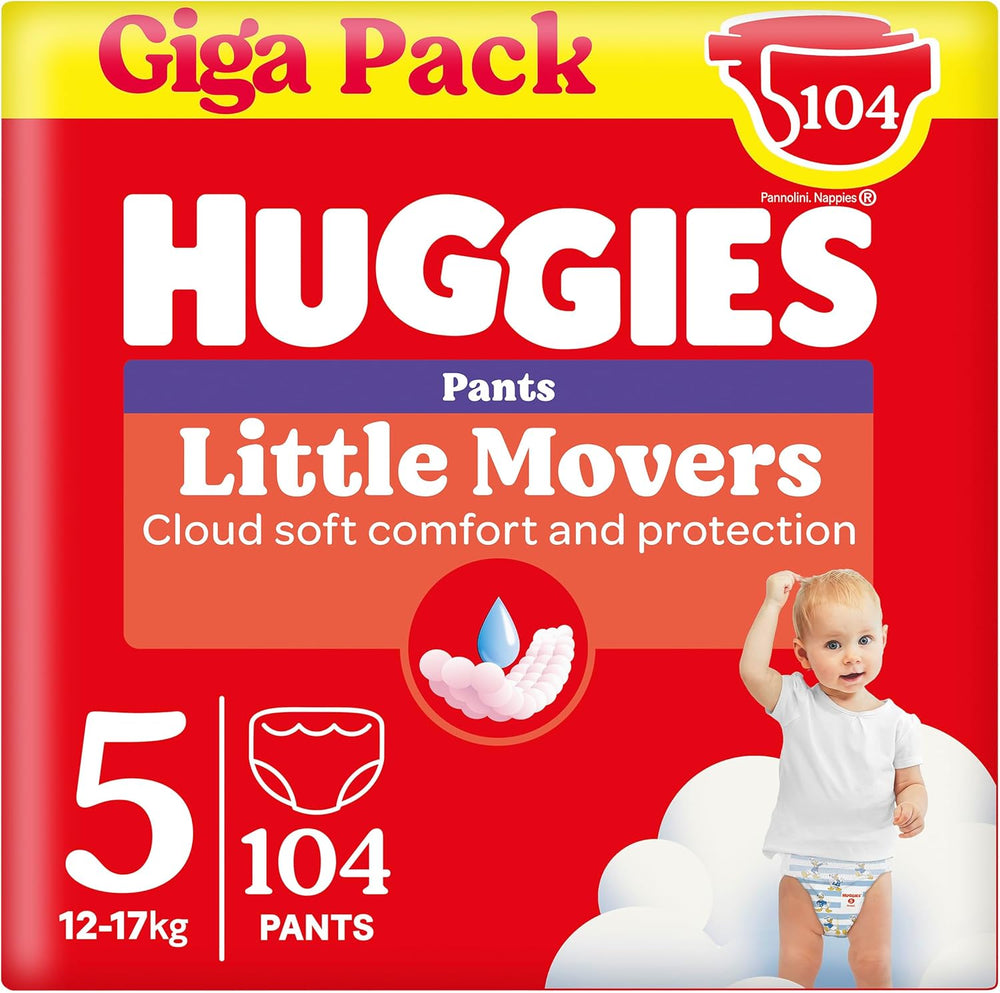 Pantaloni Disney Huggies Little Movers, taglia 5, 104 pezzi (2x52), scatola mensile
