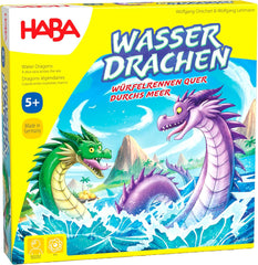 HABA Water Dragons - Gioco di dadi e strategia per bambini 5+ - Emozionante gioco da tavolo con draghi e figure in legno - Gioco per famiglie per 2-4 giocatori - 1307133001