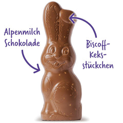 Milka Smiling Bunny Biscoff – delicato coniglietto pasquale con cioccolato e pezzetti di biscotti Lotus Biscoff – 95g