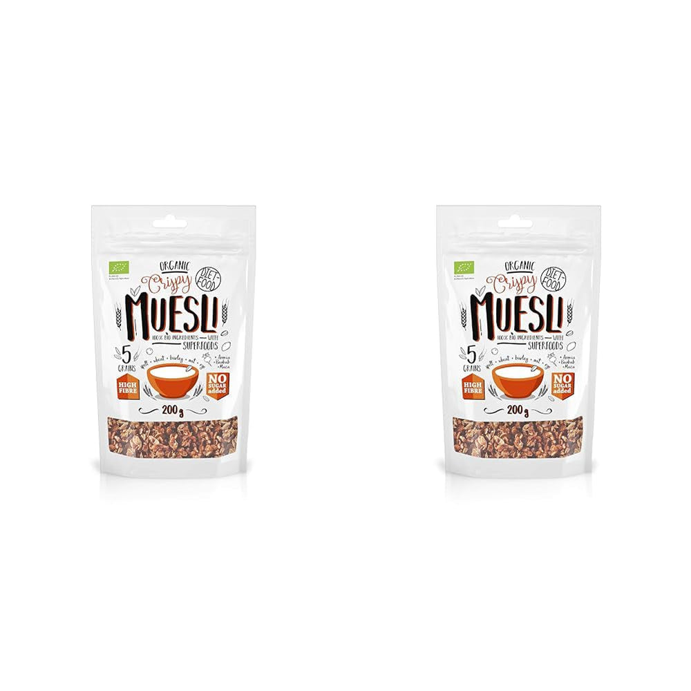DIET-FOOD Keto Granola Mit Himbeere Low Carb Und Fettarm Glutenfreies Granola Frühstücksmüsli Non-Gmo Snack Ohne Zuckerzusatz 200G 1Er Pack Cereale Naty Shop 200 G (2Er Pack) Bio Muesli Crunch With Superfoods