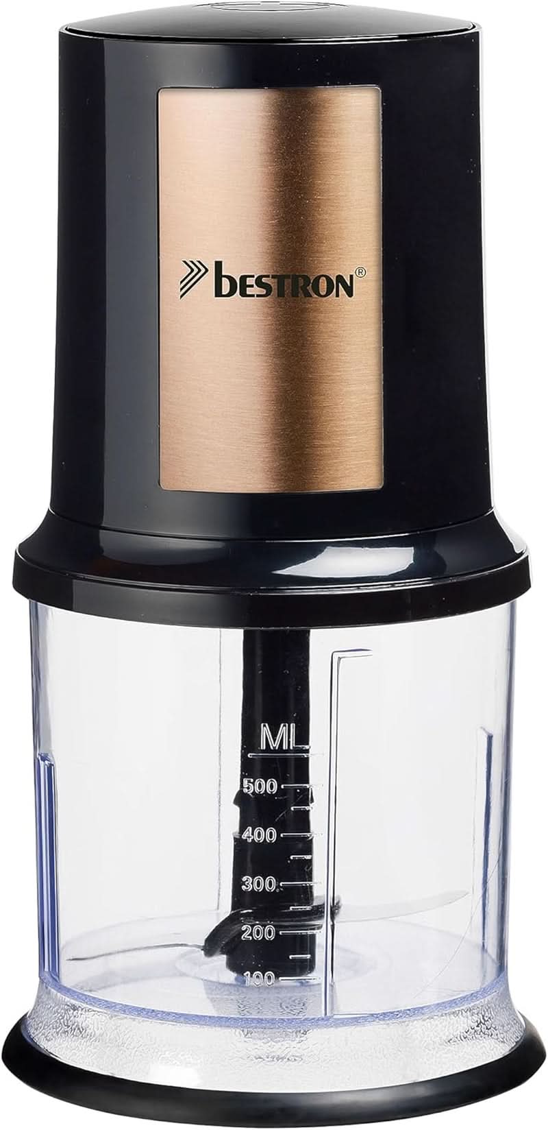 Bestron Elektrischer Multi-Zerkleinerer, Universalzerkleinerer Mit Zwei Schneidemessern & 500Ml Kapazität, Grosse Pulstaste, 400 Watt, Farbe: Kupfer Kitchen Naty Shop