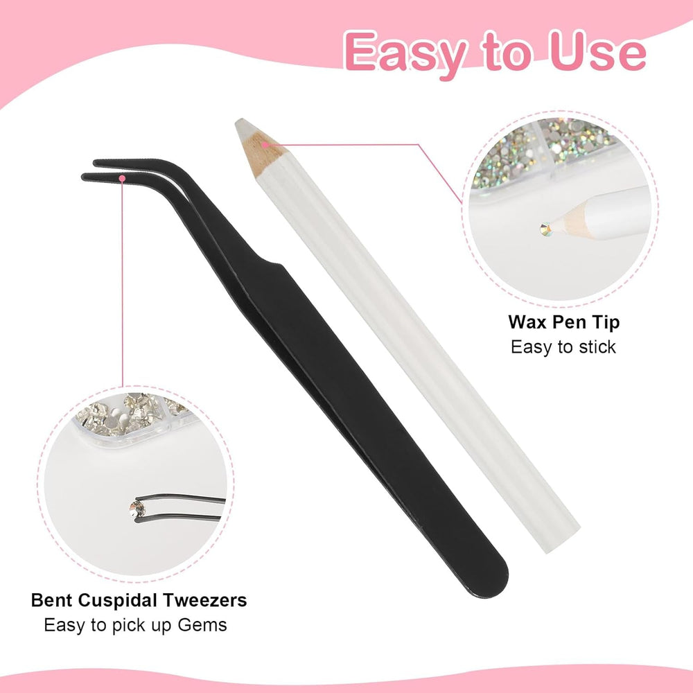 5820 Stück Strasssteine Nägel, Glitzersteine Nägel Und Halbrunde Perlen, AB Kristall Rhinestones, Flatback Nagel Steine Mit Pinzette Und Stift Für Nagel/Diy (Mehrere Größen Und Farben)