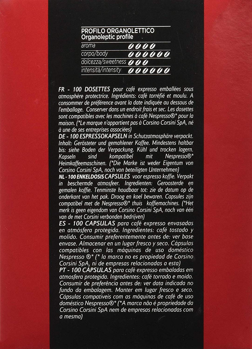 Caffè Corsini - Classico Italiano, Miscela Di Caffè In Capsule Compatibili Nespresso, Gusto Forte E Deciso - Confezione Da 100 Capsule