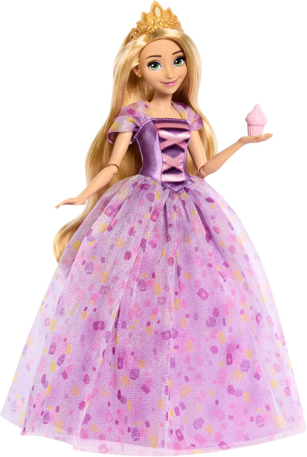 Mattel Disney Princess Rapunzel doll, Păr lung de coafat, Mobil, Pantofi și diademă detașabile, Cadouri Disney, Jucării de la 3 ani, HLW03 Papusi Naty Shop Rapunzel Deluxe păpușă de modă