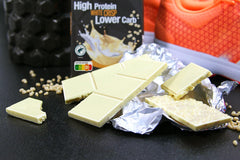 frankonia CHOCOLAT POWER MOTION senza zuccheri aggiunti - Cioccolato bianco croccante ad alto contenuto proteico e a basso contenuto di carboidrati, 90 g