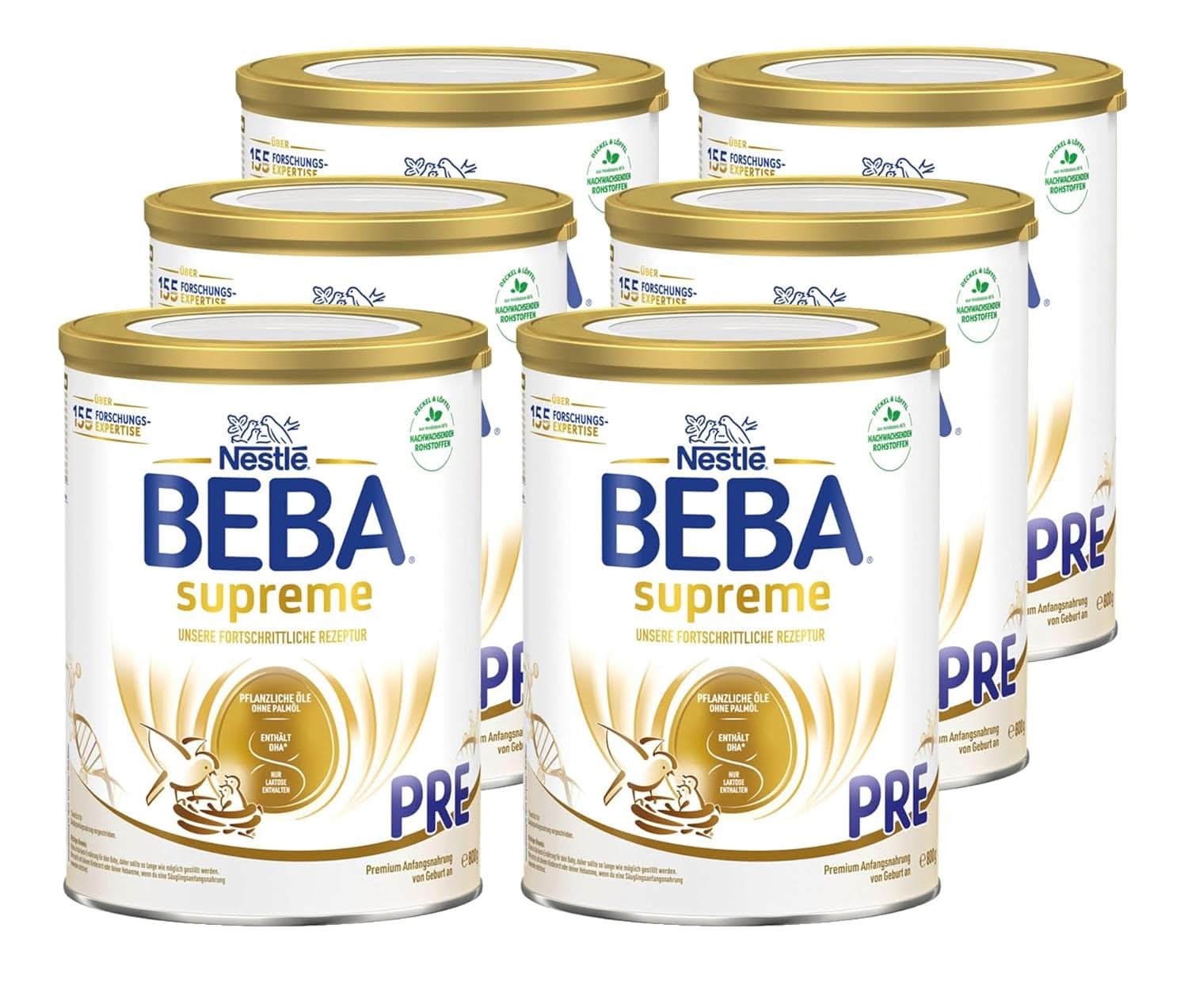 BEBA SUPREME PRE Latte iniziale pronto da bere dalla nascita, omogeneizzato con DHA, solo lattosio, senza olio di palma, confezione da 8 (8 x 200 ml) Mamma e Bambino Naty Shop Beba Supreme Pre 6 x 800 grammi
